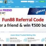 Fun88 referral code – Refer a friend & win ₹500 free bonus